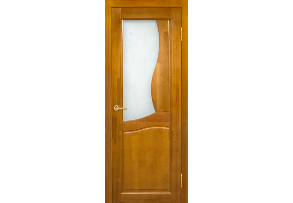 Дверь деревянная межкомнатная из массива ольхи Верона, цвет Медовый орех, со стеклом